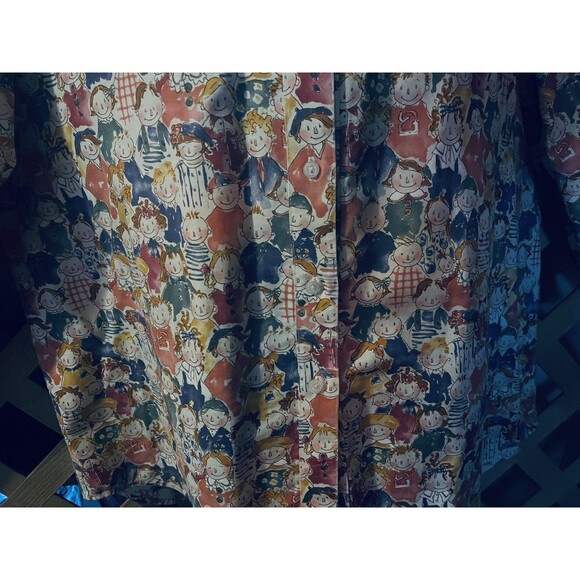 Red headed Ginger Kids Print Cute Whimsical Button up Cotton Tunic Women's L - Picture 8 of 10